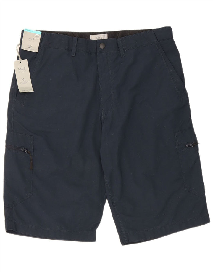 Marks & Spencer Pantalon Cargo Homme W34 Large Bleu Marine Coton