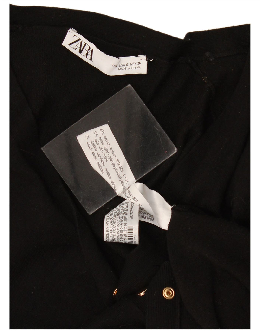 Zara Cardigan Femme Pull UK 10 Petit Viscose Noir