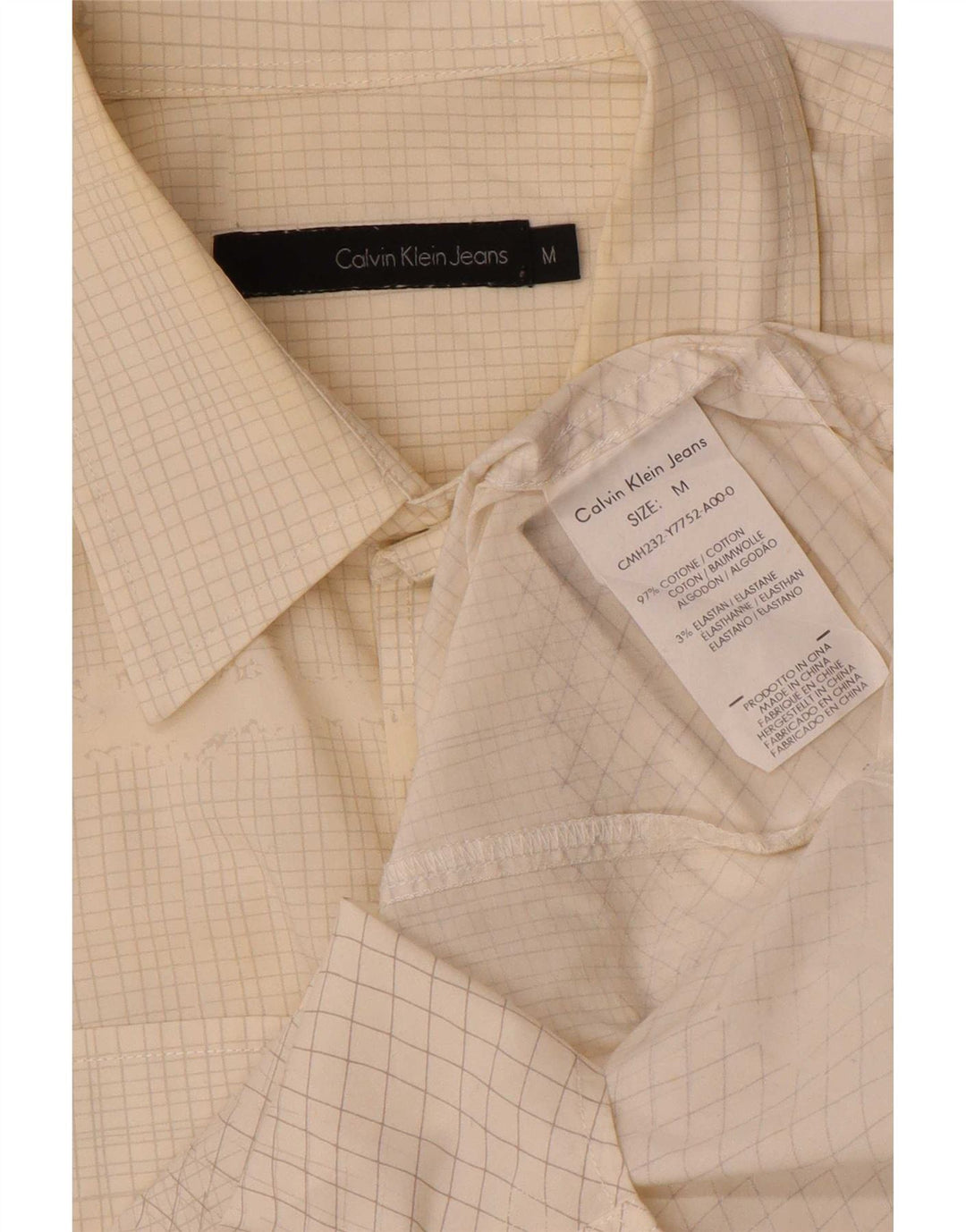 Calvin Klein Jeans Chemise Homme Medium Off White Check Coton