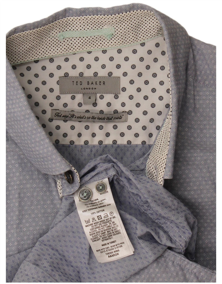 Ted Baker Chemise à motif abstrait pour homme Taille 4 Grand Bleu Coton