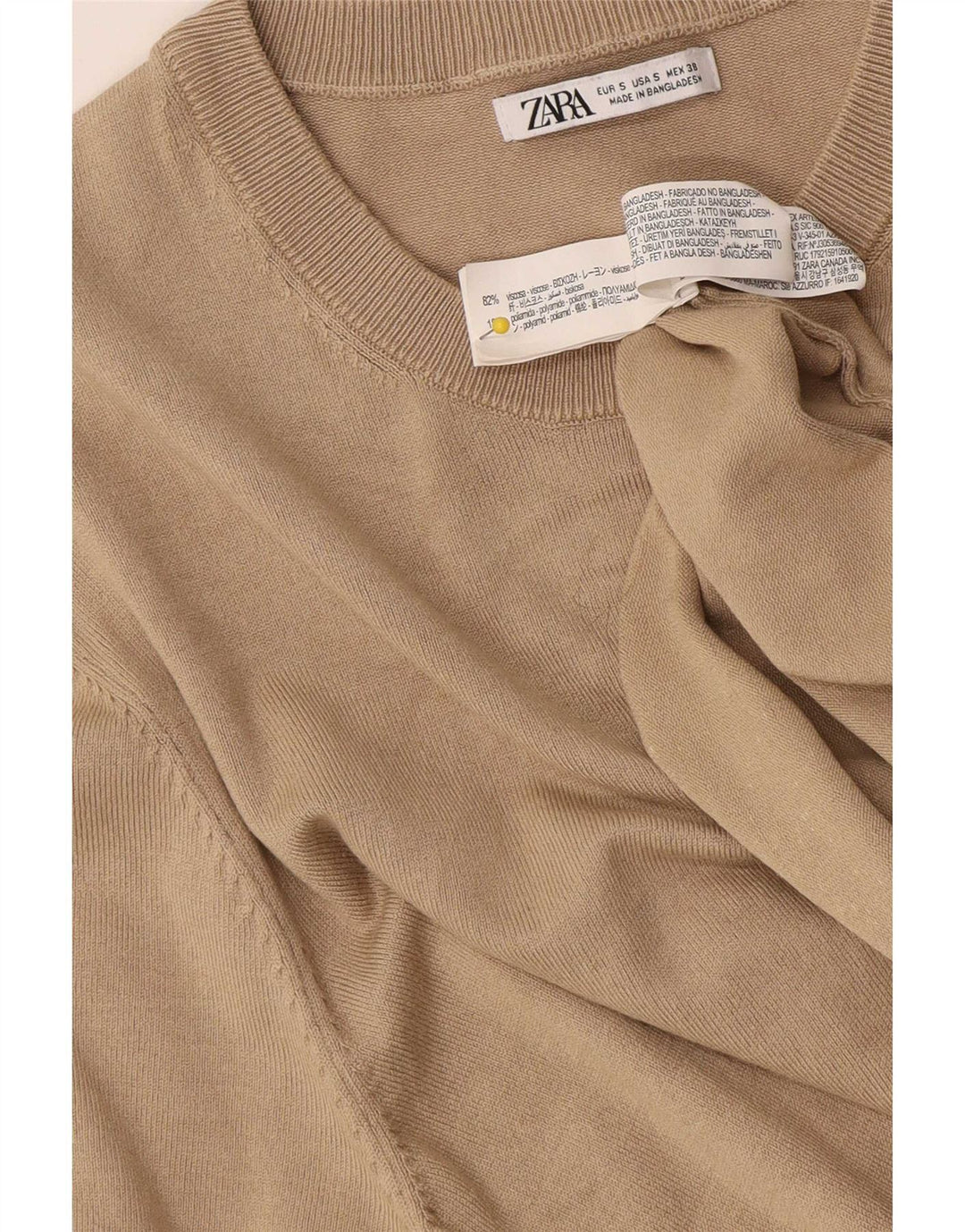 Zara Homme T-Shirt Top Petit Beige Viscose