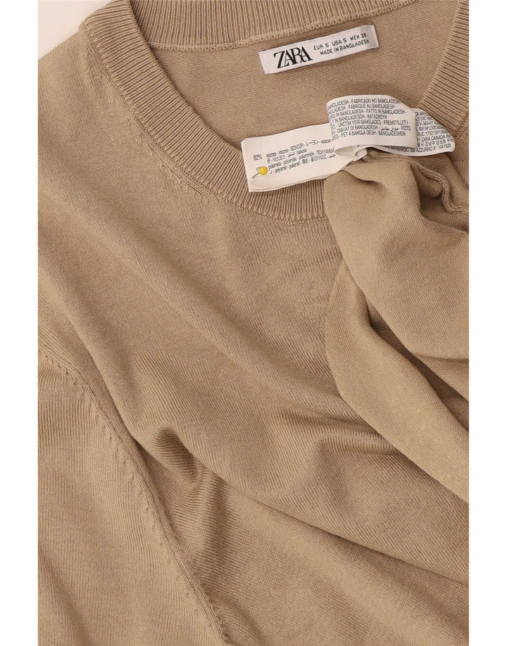 Zara Homme T-Shirt Top Petit Beige Viscose