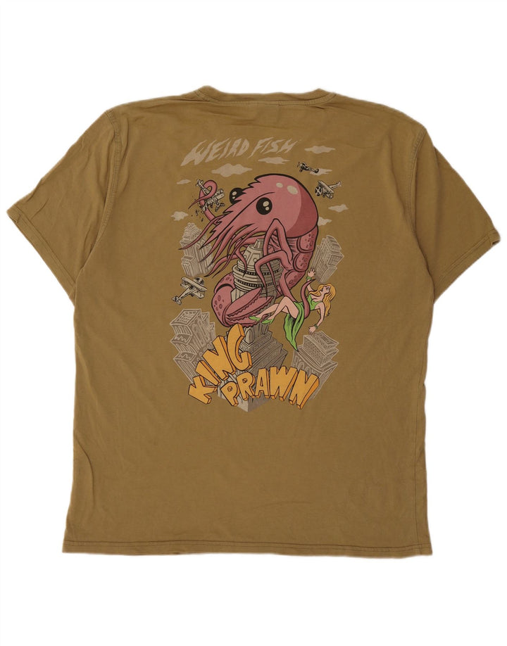 Weird Fish T-Shirt Graphique Homme Kaki Moyen Coton