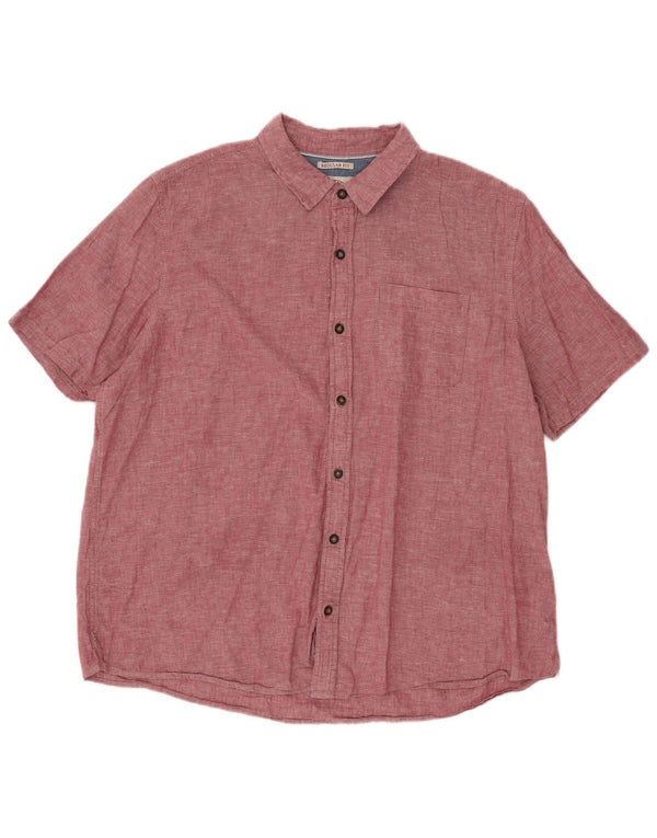 Fat Face Chemise à manches courtes pour homme Coupe régulière 2XL Rouge Coton