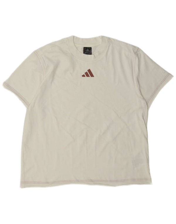 Adidas T-Shirt Femme Top UK 16/18 Grand Blanc Coton