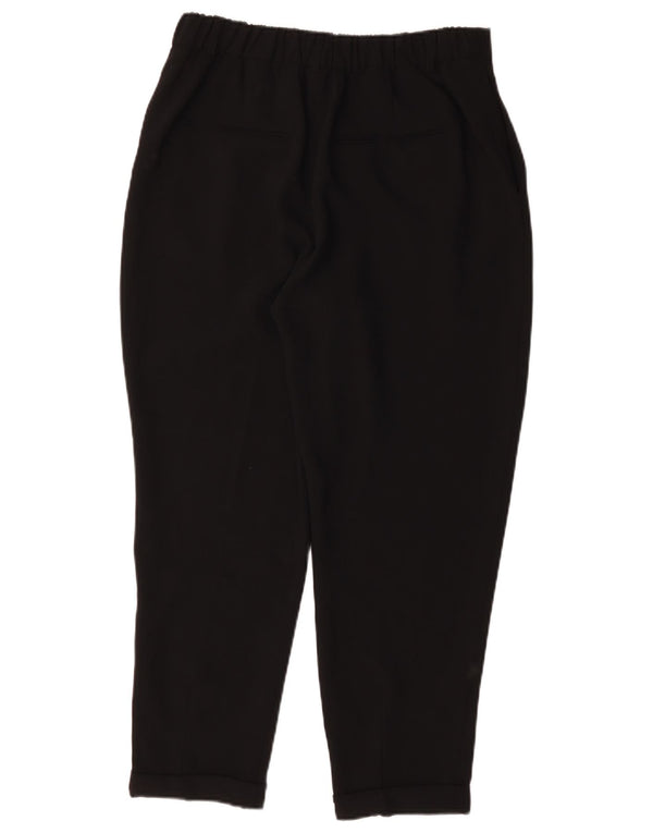 Zara Pantalon court taille haute pour femme Large W32 L25 Noir Polyester