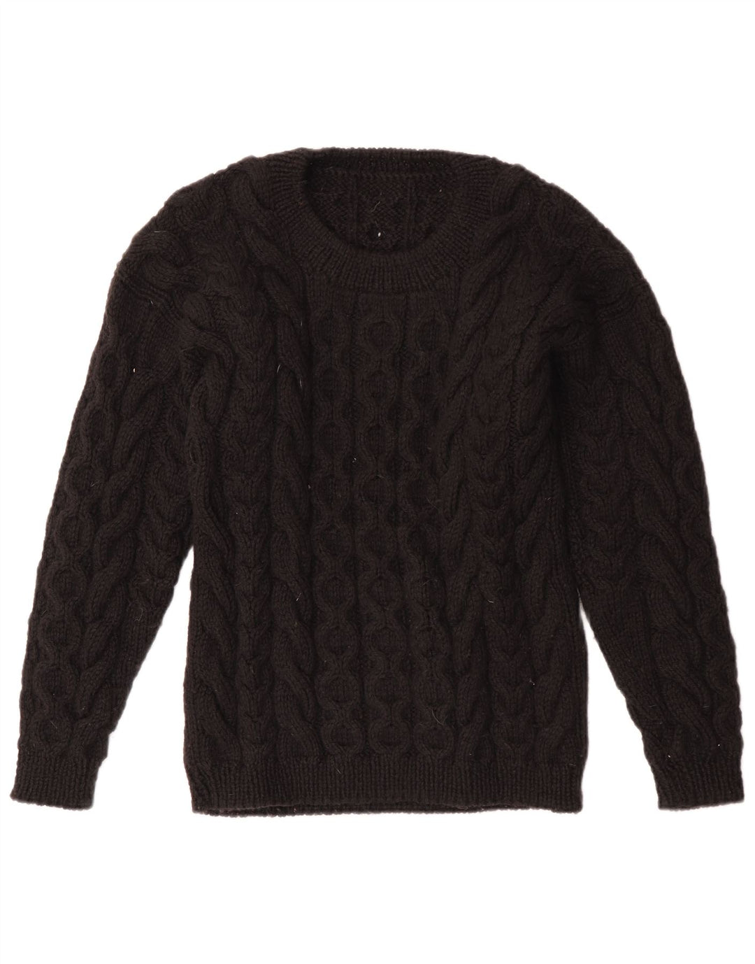 VINTAGE Pull ras du cou pour femme UK 12 Noir moyen