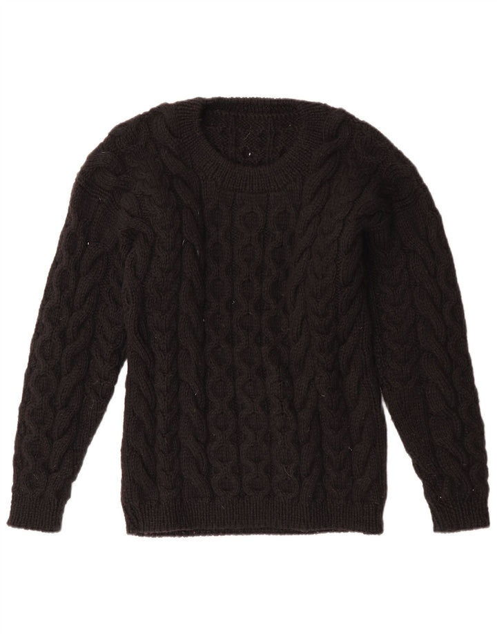 VINTAGE Pull ras du cou pour femme UK 12 Noir moyen