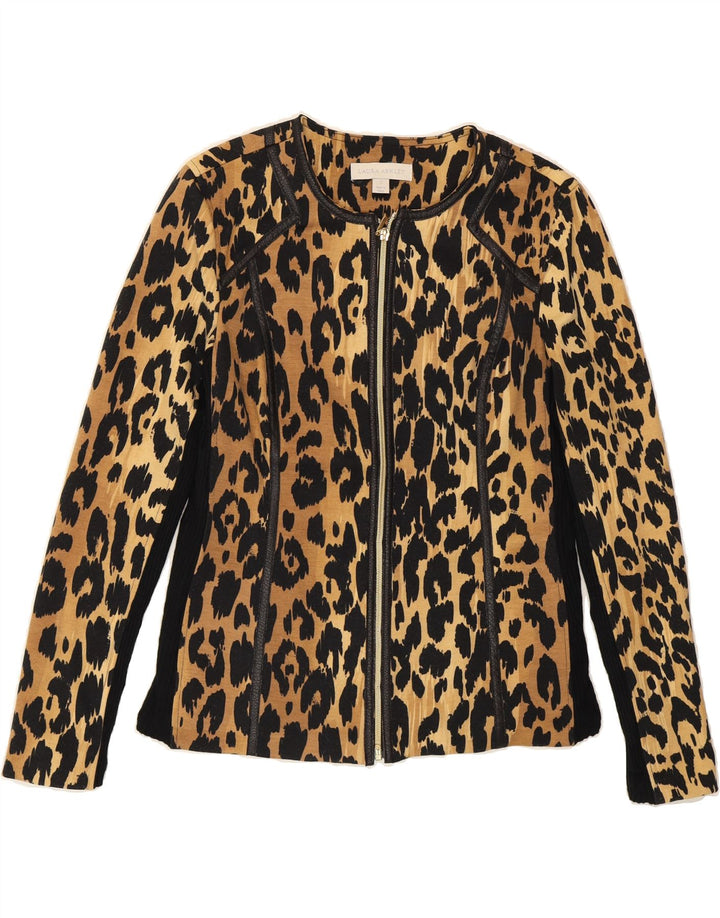 LAURA ASHLEY Womens Bomber Jacket UK 10 Small Brown Animal Print Polyester Vintage Laura Ashley and Second-Hand Laura Ashley from Messina Hembry 