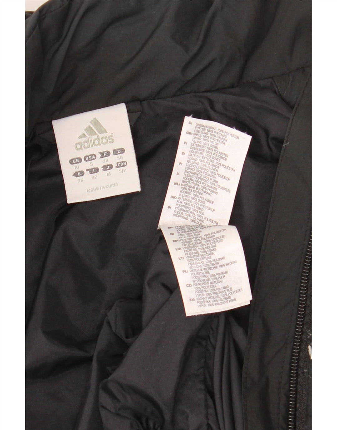 ADIDAS Veste matelassée à capuche surdimensionnée pour femme UK 10 Petit Noir Polyester