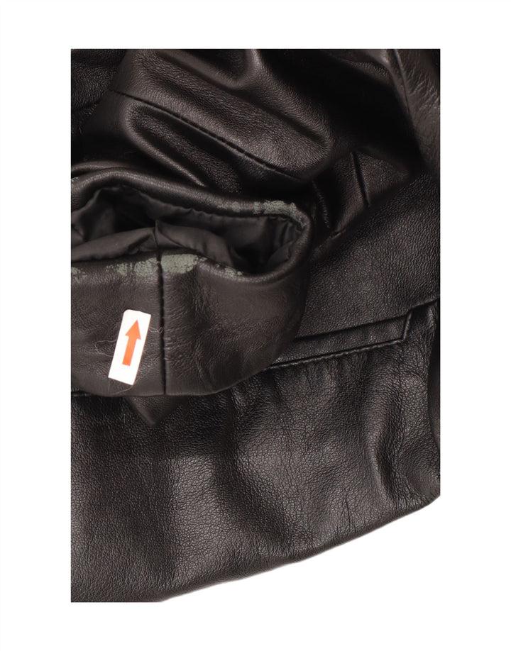 veste blazer en cuir femme vintage EU 40 cuir noir moyen