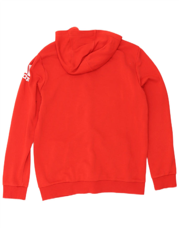Adidas Pull à capuche zippé graphique pour homme en coton rouge moyen