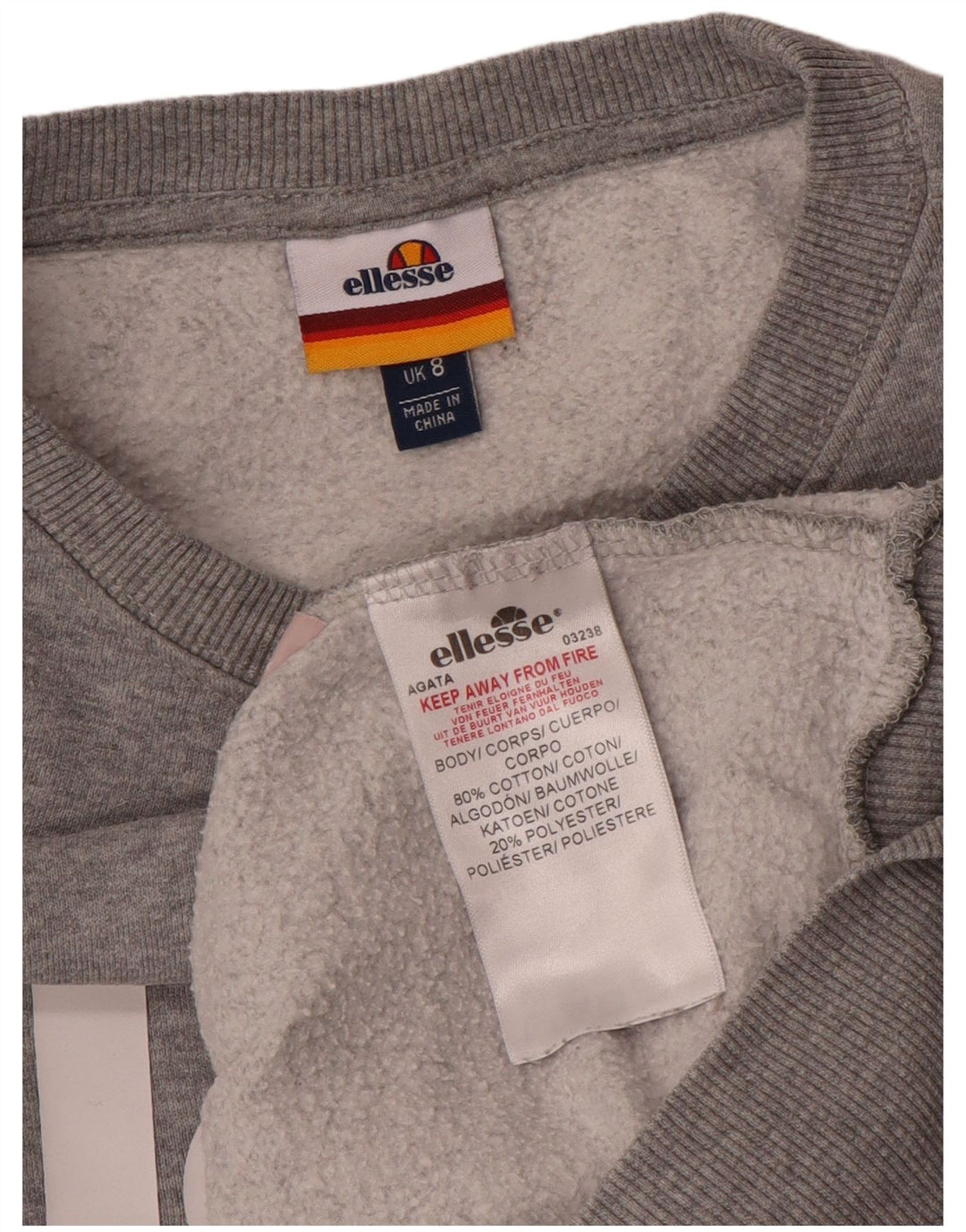 Ellesse Sweat-shirt surdimensionné graphique pour femme UK 8 Small Gris Coton
