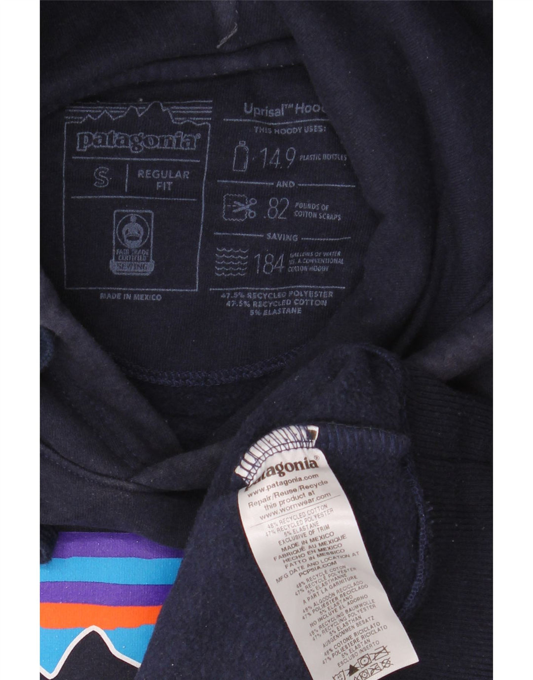 PATAGONIA Pull à capuche graphique coupe régulière pour hommes, petit coton bleu marine
