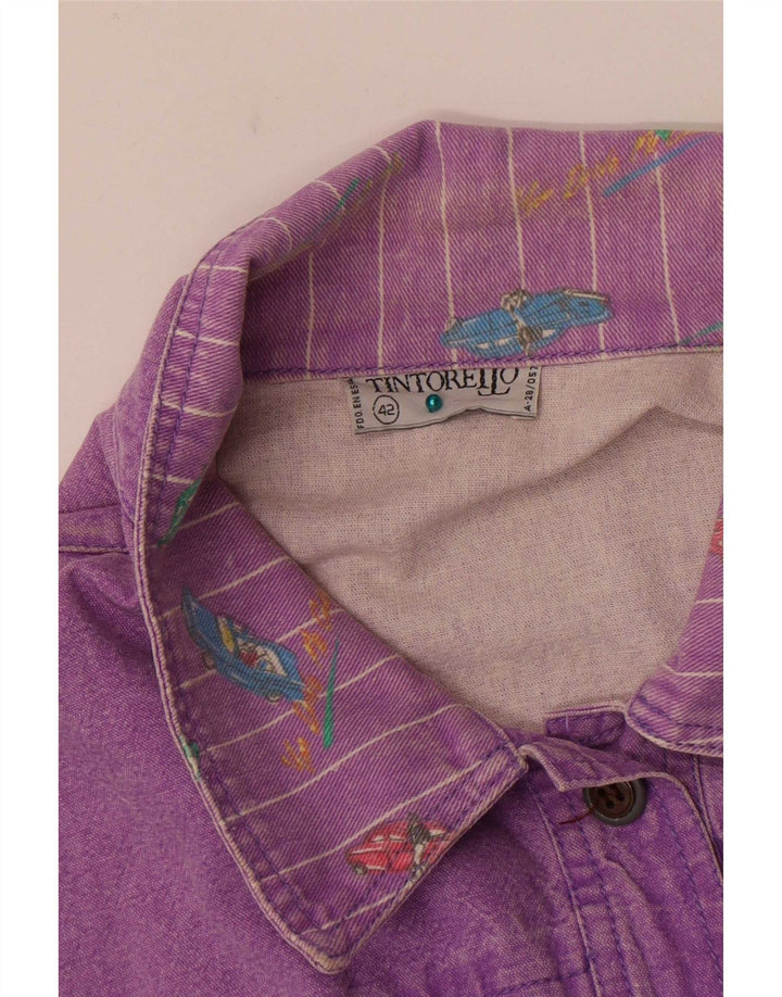 Tintoretto Veste en jean à motif abstrait pour femme EU 42 Grand Violet Rétro