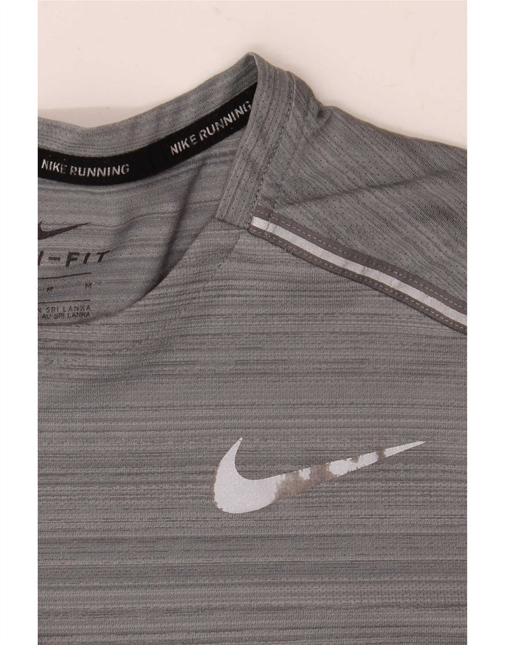 Nike Homme Dri Fit T-Shirt Haut Gris Moyen Rayé Polyester