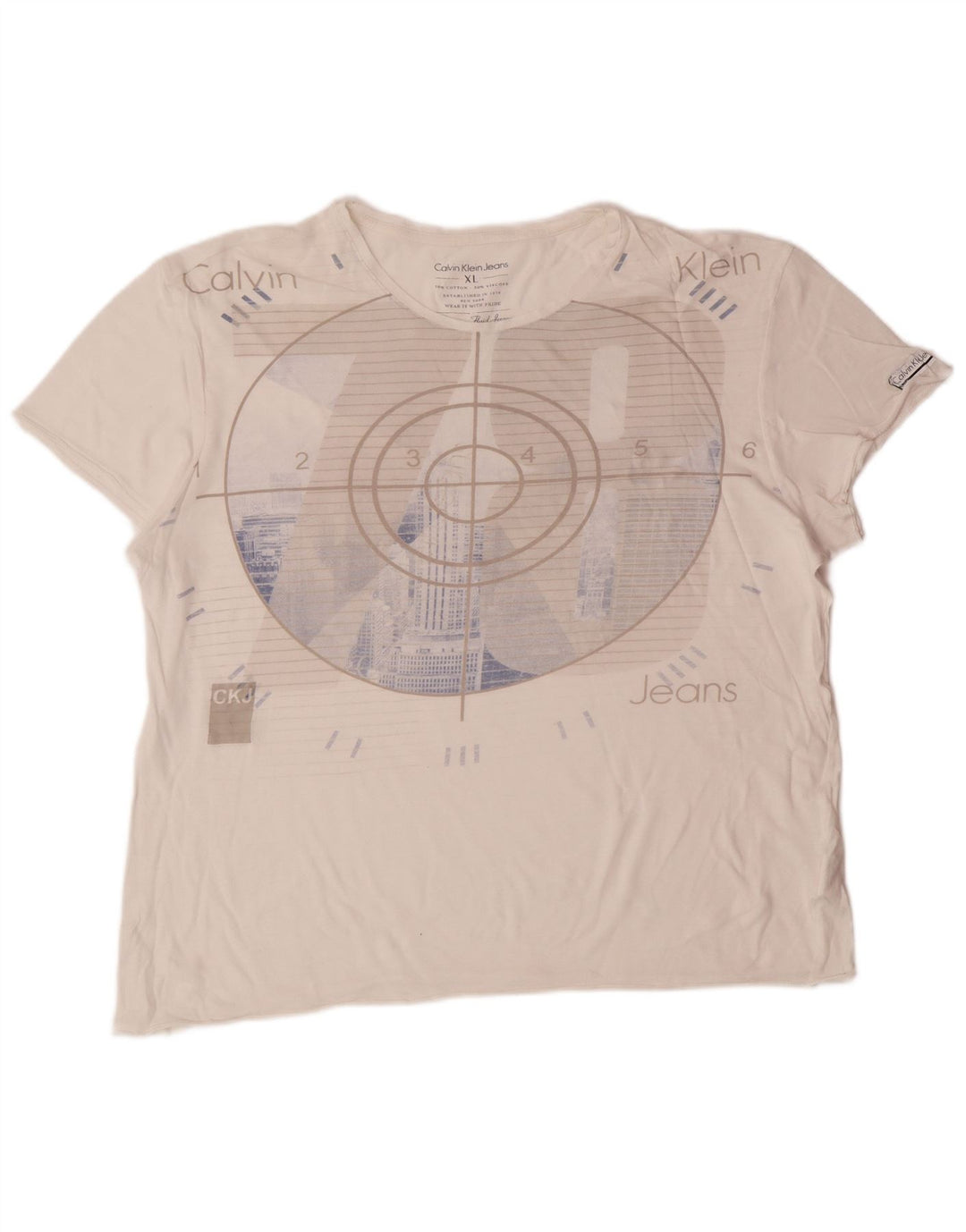 CALVIN KLEIN JEANS T-Shirt Graphique Femme UK 18 XL Coton Blanc