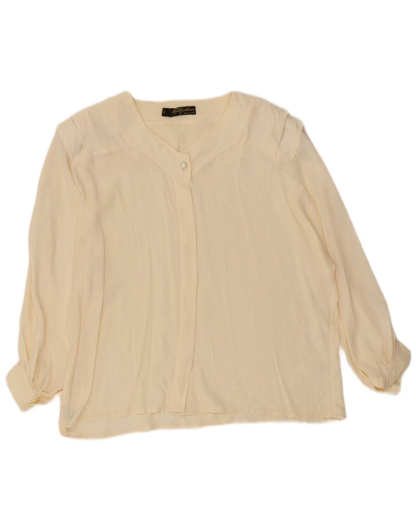 Mario Pucci Cecconi Chemisier à manches 3/4 pour femme IT 46 Large Blanc cassé