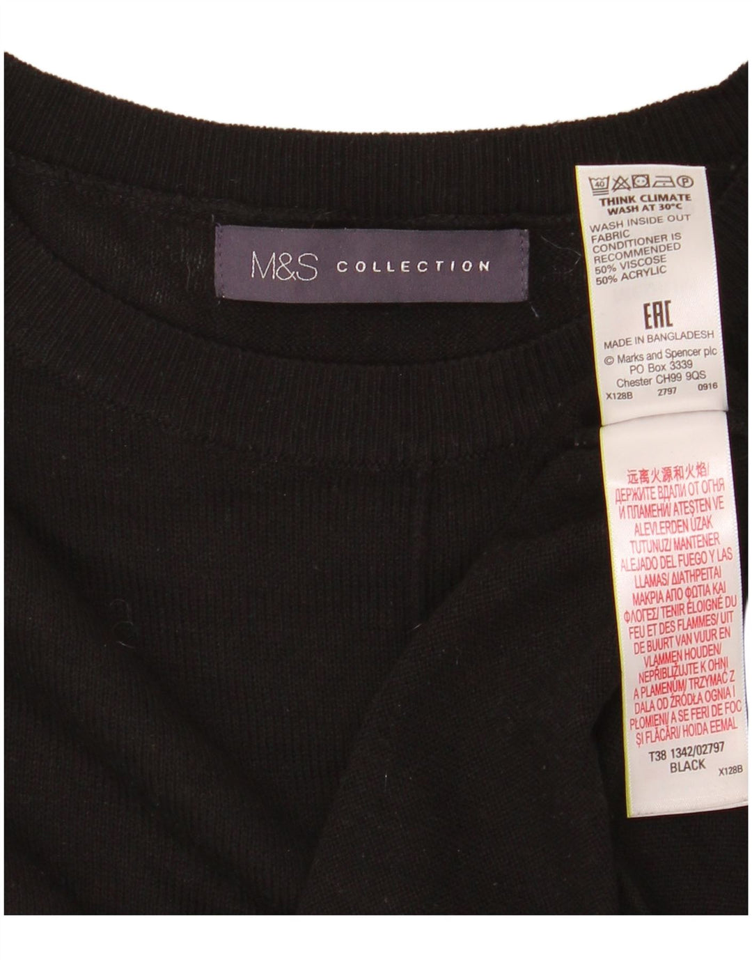 Marks & Spencer Pull à col rond pour femme UK 14 Noir moyen