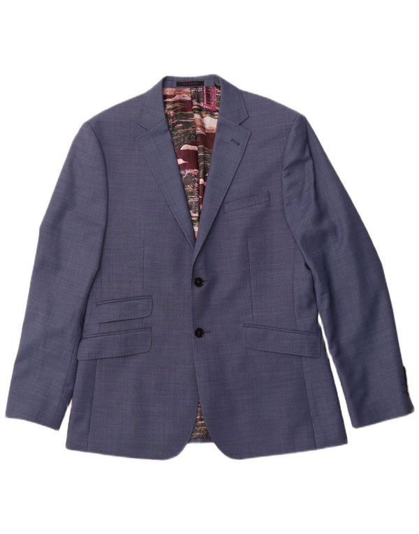 TED BAKER Veste blazer à 2 boutons pour homme, coupe moderne, UK 40, grand, bleu à pois