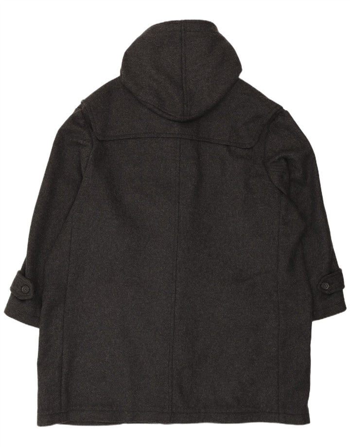 vintage Mens Loose Fit Hoody Duffle Coat UK 50 4XL Laine Grise