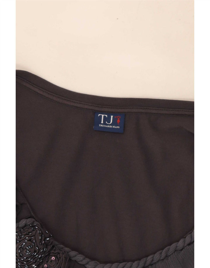 Trussardi Femme Haut Chemisier Sans Manches UK 10 Petit Gris