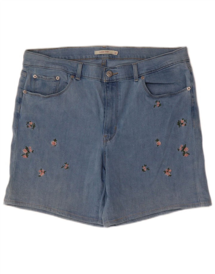 LEVI'S Short en jean classique pour femme W32 en coton à fleurs bleu moyen