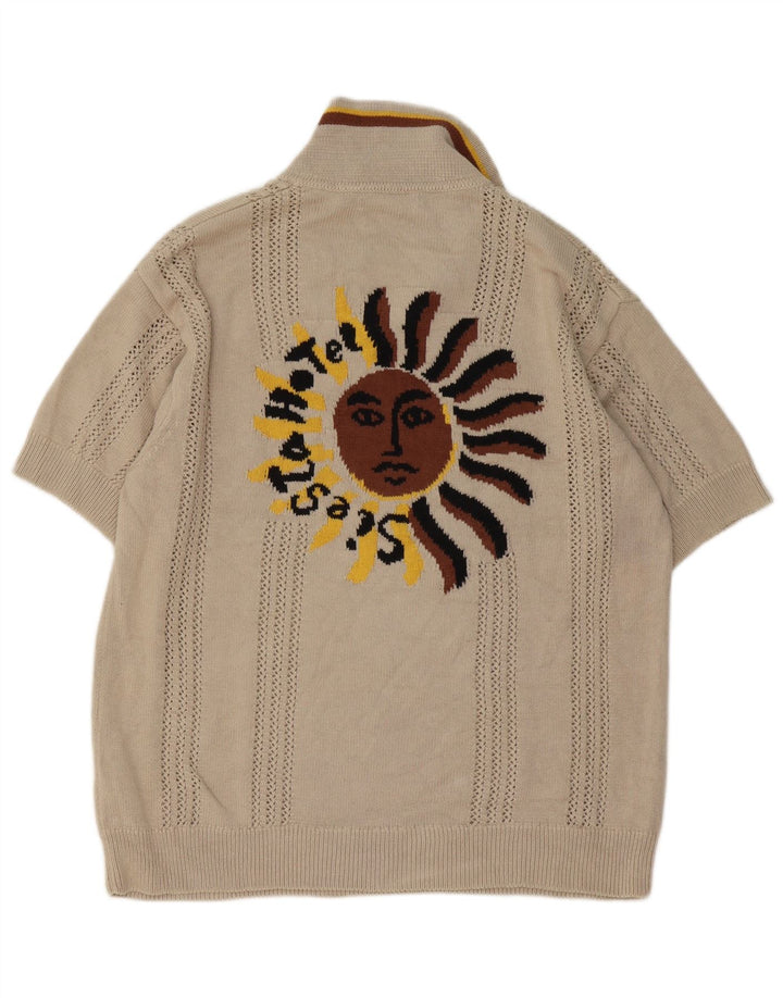 Zara Pull Inigo Studio Graphic Polo Neck Homme Beige Moyen