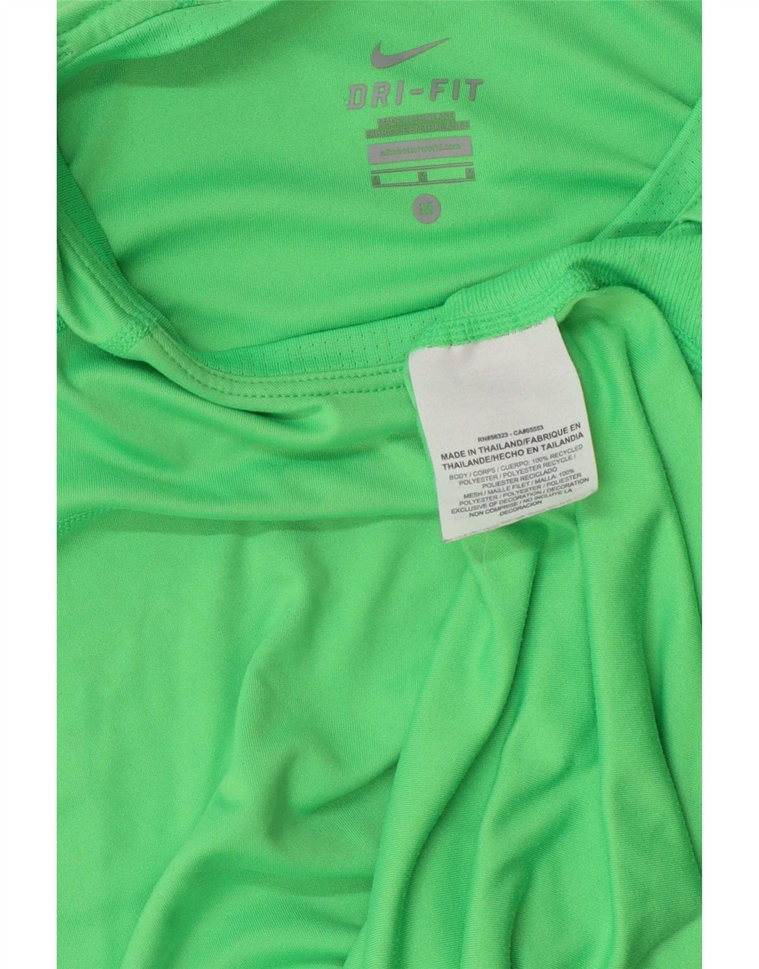 Nike Womens Dri Fit T-Shirt Top UK 12 Vert Moyen Polyester