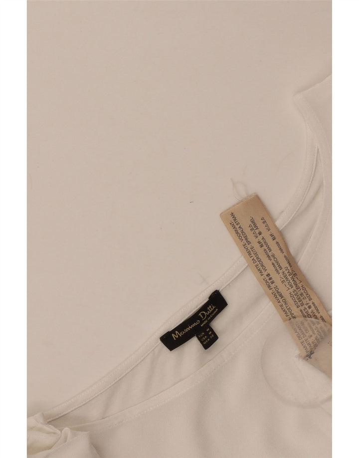 Massimo Dutti Chemisier court à manches 3/4 pour femme UK 12 Viscose blanc moyen