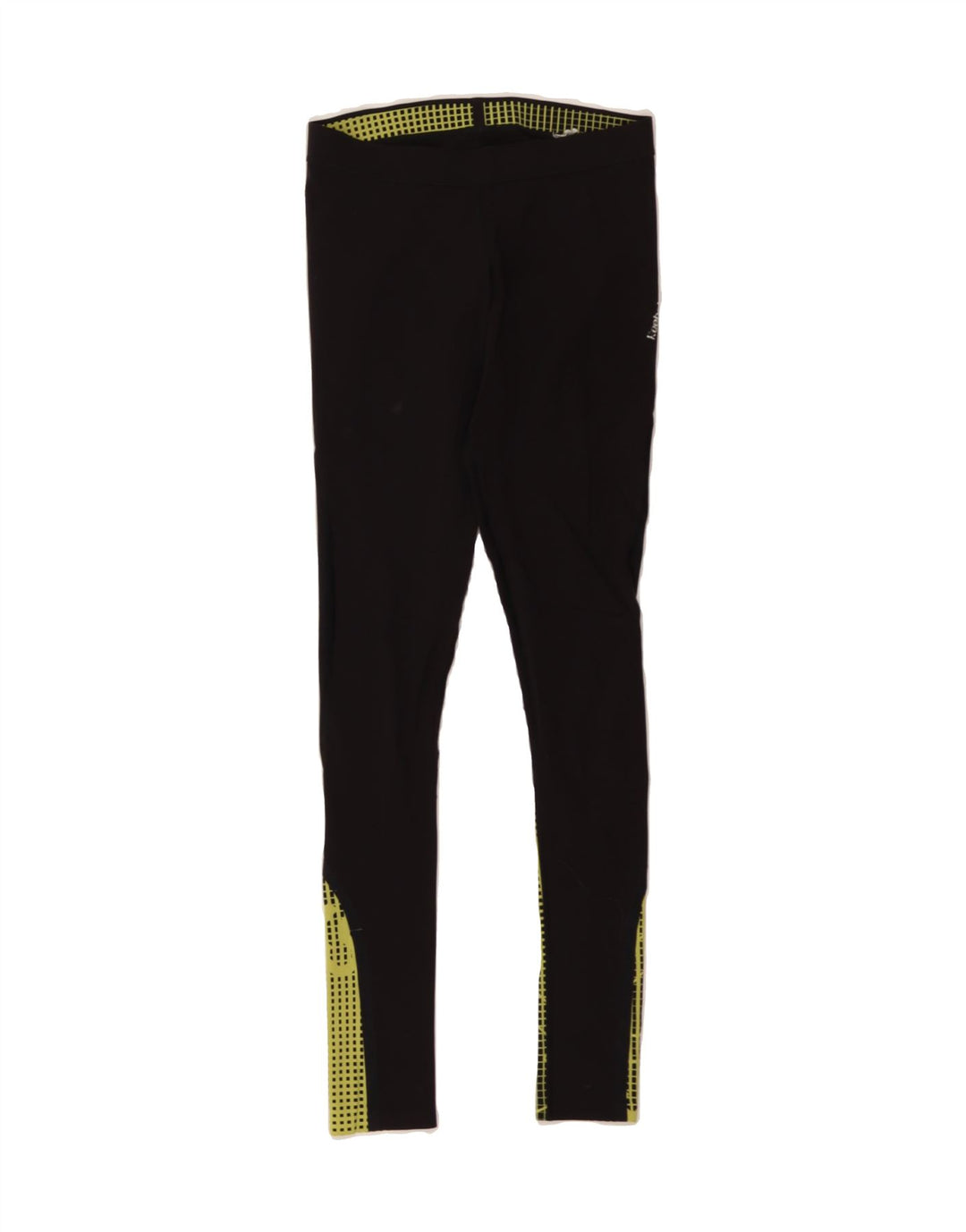 REEBOK Womens Graphic Leggings UK 8/10 Small Black Colourblock Vintage Reebok and Second-Hand Reebok from Messina Hembry 