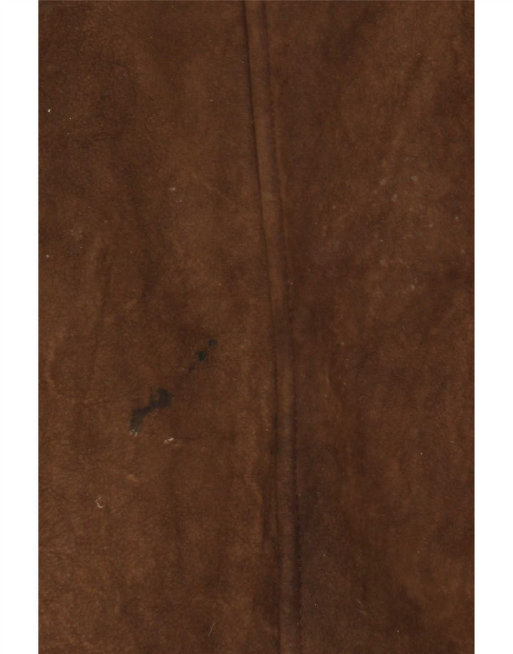 manteau en peau de mouton à capuche femme vintage UK 8 Petit Brun