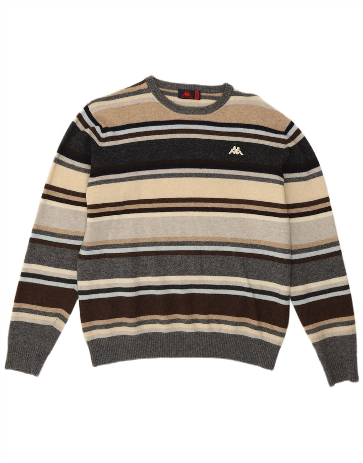 KAPPA Pull à col rond pour femme UK 16 Grandes rayures multicolores