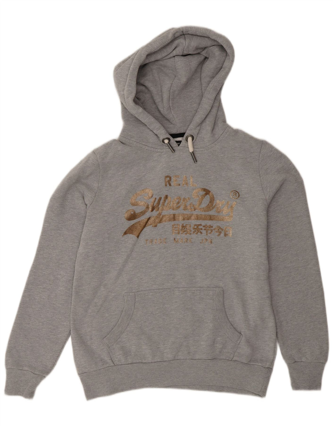Superdry Pull à capuche graphique pour femme UK 12 gris moyen