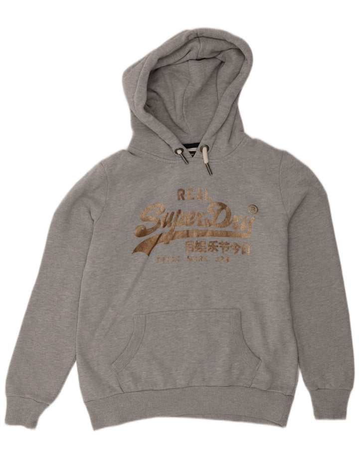 Superdry Pull à capuche graphique pour femme UK 12 gris moyen