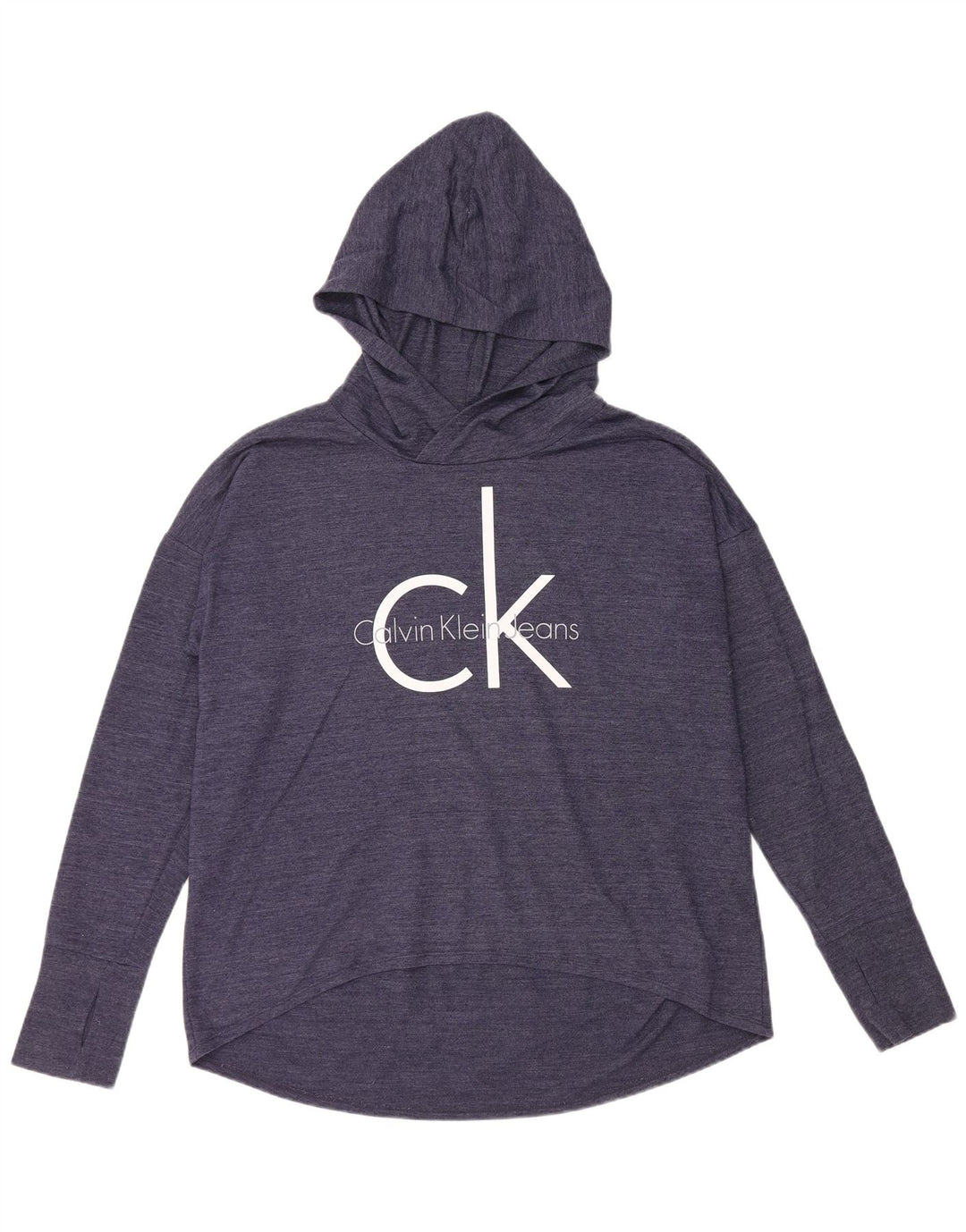 CALVIN KLEIN JEANS Haut graphique à manches longues pour femme UK 16 Large Bleu marine