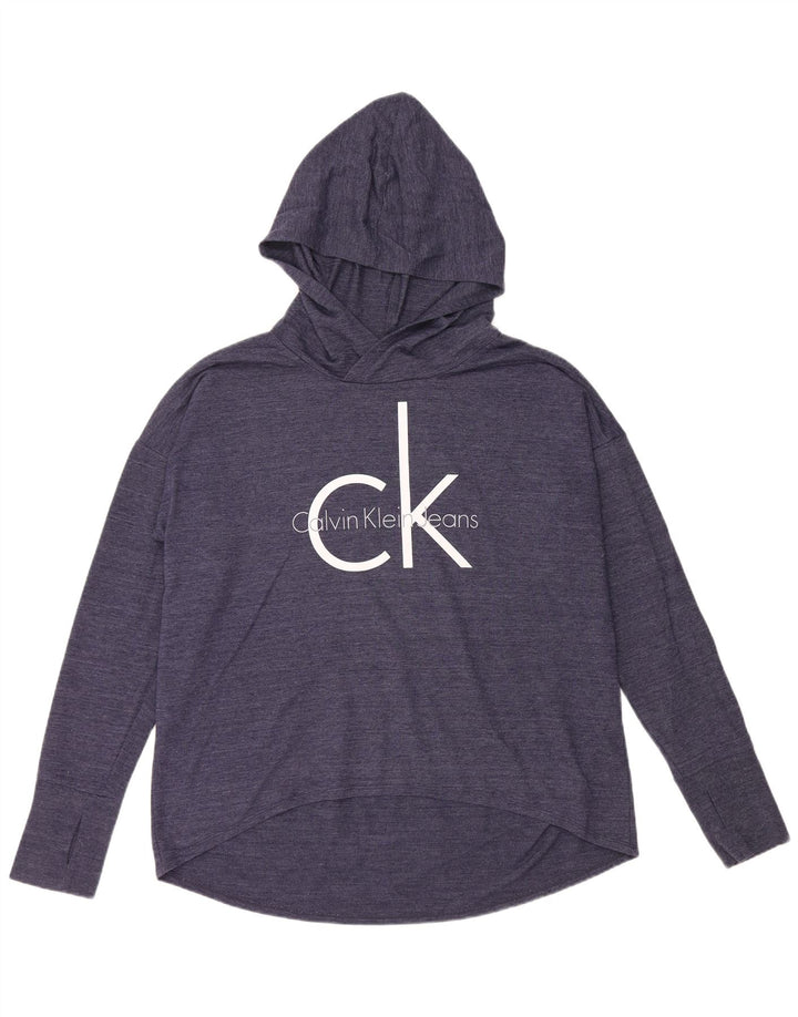 CALVIN KLEIN JEANS Haut graphique à manches longues pour femme UK 16 Large Bleu marine