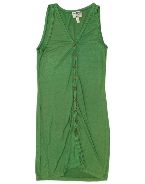 Robe chemise sans manches femme vintage UK 8 Petit Polyamide Vert