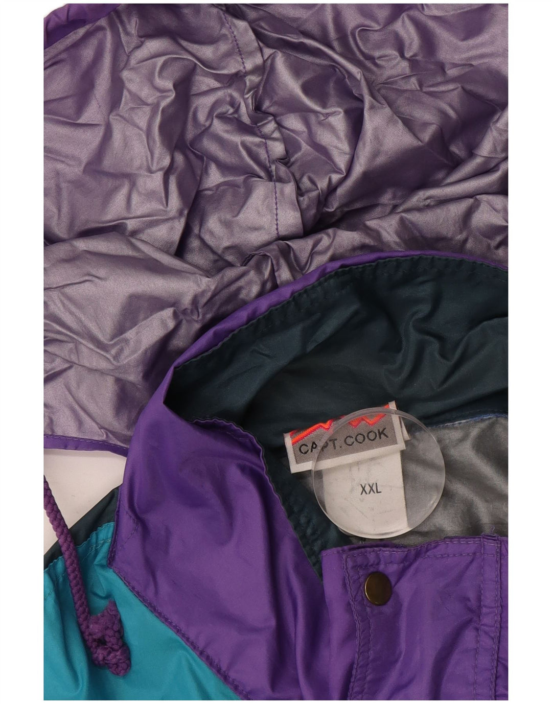 Capt. Cook Veste de pluie à capuche pour homme UK 44 2XL Violet Colourblock Rétro