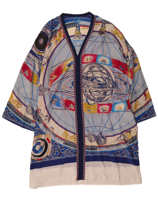 VINTAGE Robe droite surdimensionnée à motif abstrait pour femme UK 14 Bleu moyen