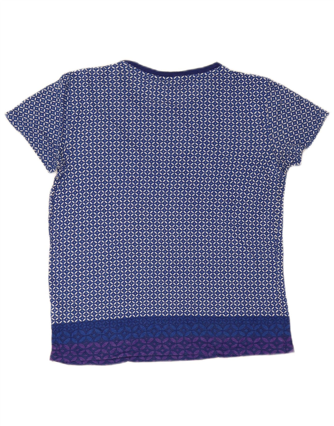 Ralph Lauren T-Shirt Femme Top UK 10 Petit Lin Bleu Ikat