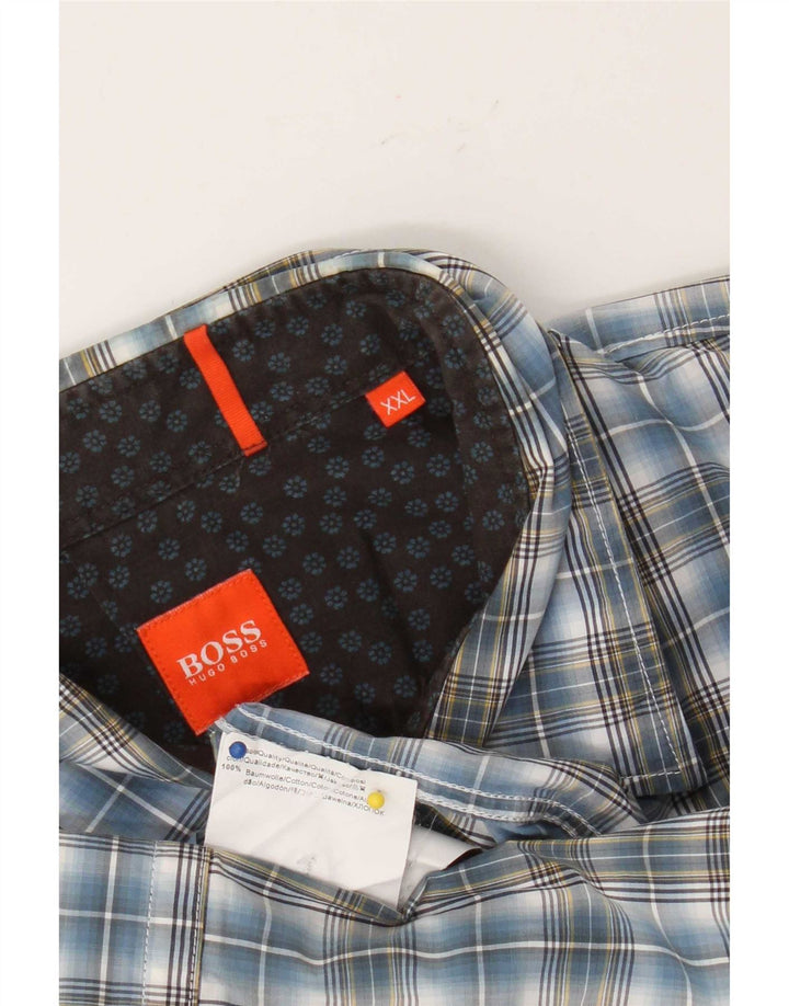 Hugo Boss Chemise Homme 2XL Bleu Carreaux Coton