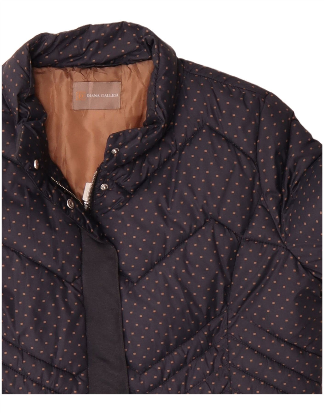 Diana Gallesi Veste matelassée pour femme UK 16 Large Bleu marine à pois en polyamide