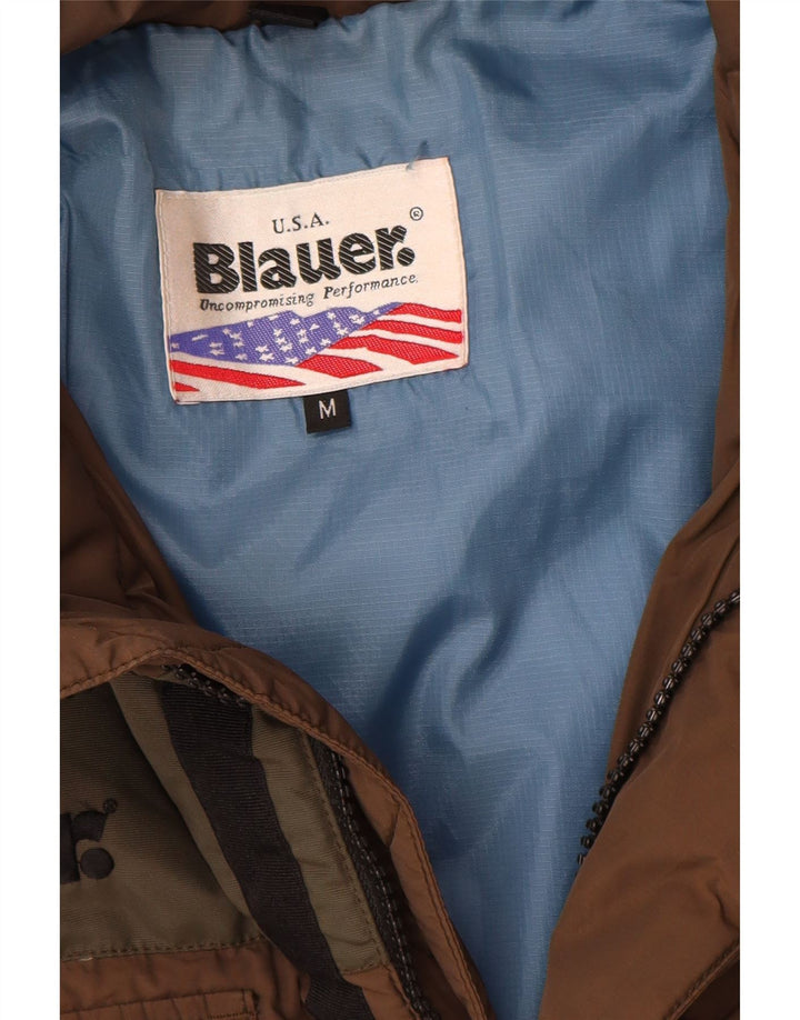 Blauer Veste matelassée graphique pour hommes UK 38 Nylon colour block marron moyen
