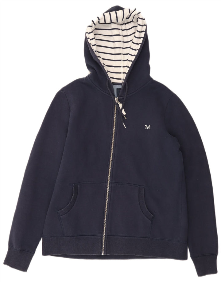 CREW CLOTHING Pull à capuche zippé pour femme UK 14 Grand coton bleu marine