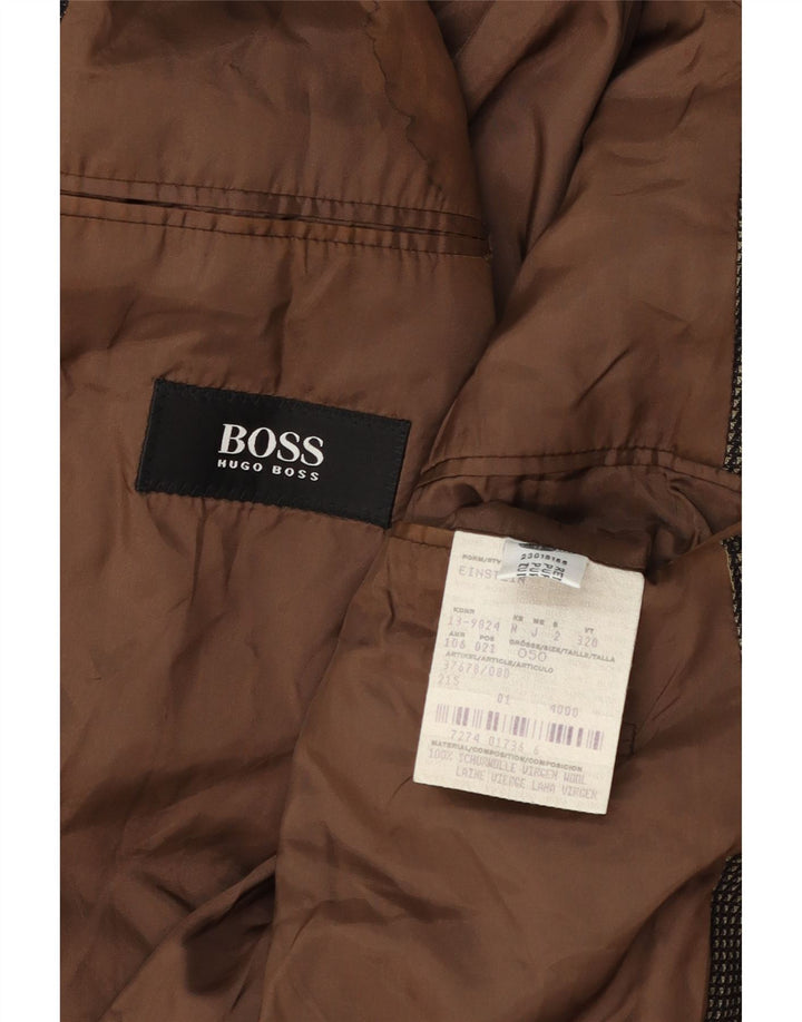 Hugo Boss Veste blazer à 3 boutons pour homme EU 50 Grande laine à pois marron