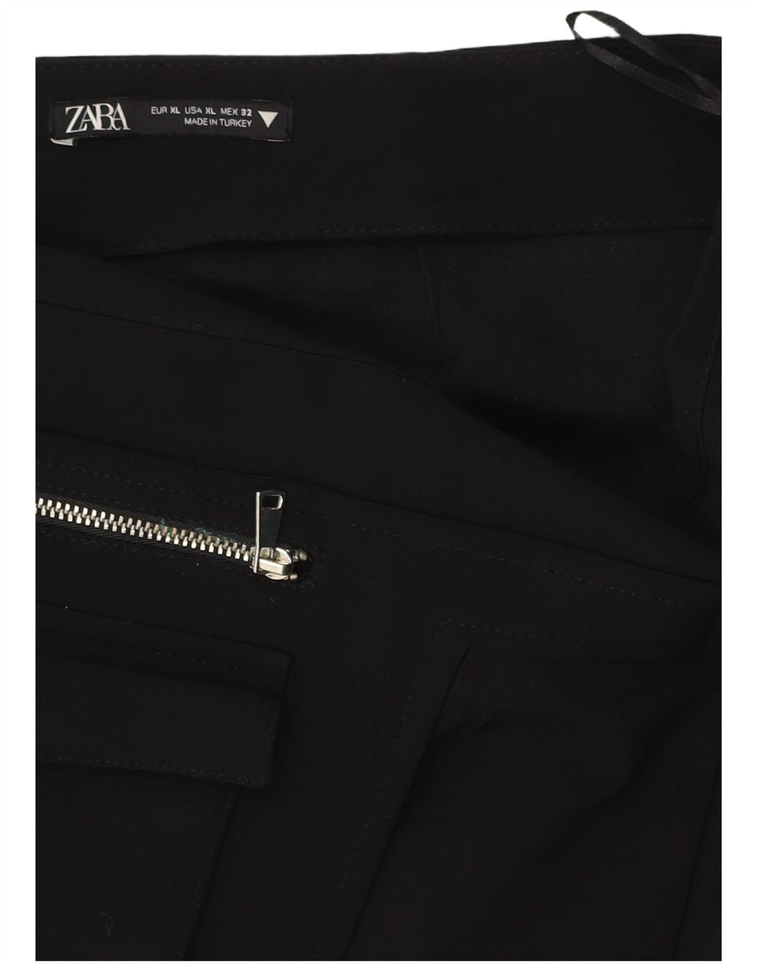 ZARA Womens High Waist Mini Skirt XL W32  Black Polyester