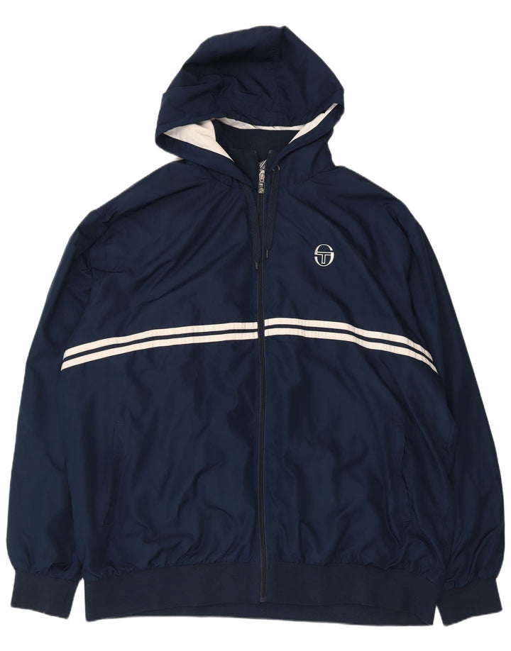 Sergio Tacchini Veste de survêtement à capuche pour homme 3XL Bleu marine Polyester