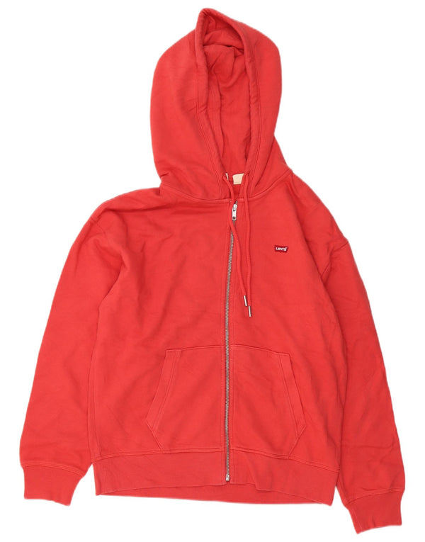 Levi's Pull à capuche surdimensionné zippé pour femme UK 10 Small Rouge Coton