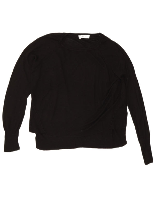 Zara Pull court surdimensionné à col bateau pour femme UK 10 Petit Noir